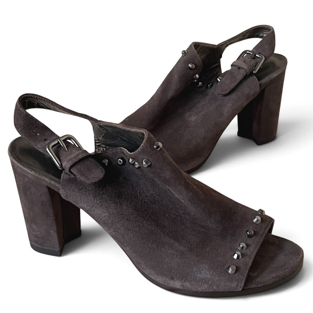 Stuart Weitzman Commodore Bootie 6 Brown Leather Suede Studded Shoes Chic Edgy